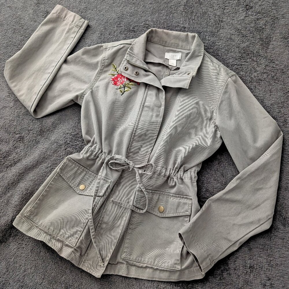 Loft Olive Green Twill Jacket, Size XS
